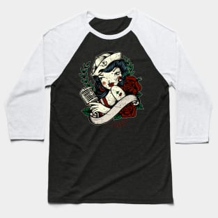 Vintage Pinup Sailor Baseball T-Shirt